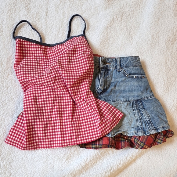 j-honey Dresses & Skirts - Japanese Gingham Plaid Jean 2pc Set